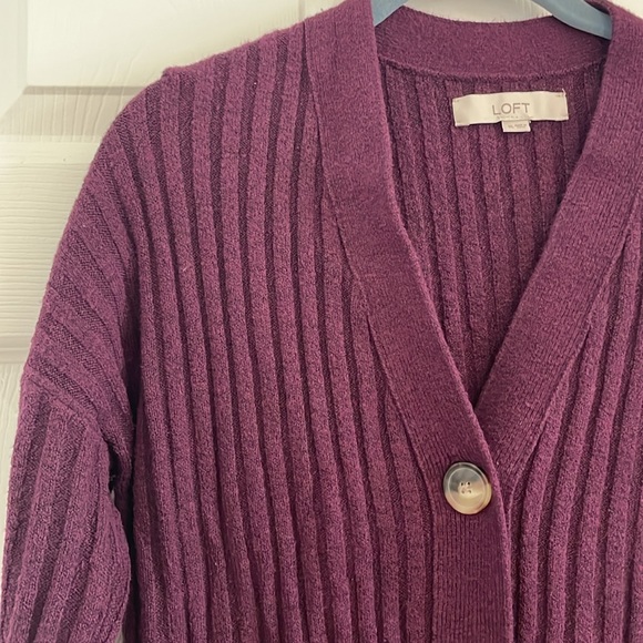 LOFT Ribbed Cardigan Sweater in XL - Picture 3 of 11